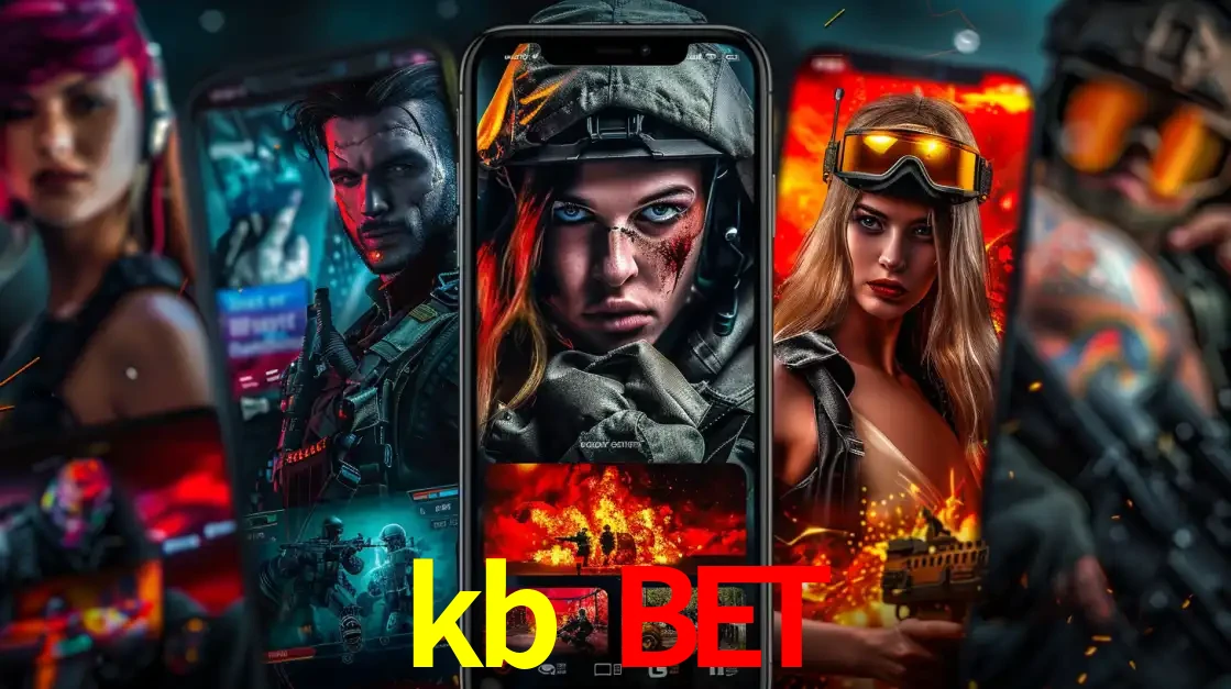 Montagem de telas de celular mostrando diversos personagens, masculinos e femininos, de um jogo de tiro, ilustrando a diversidade de equipes de e-sports para apostar no kb bet.