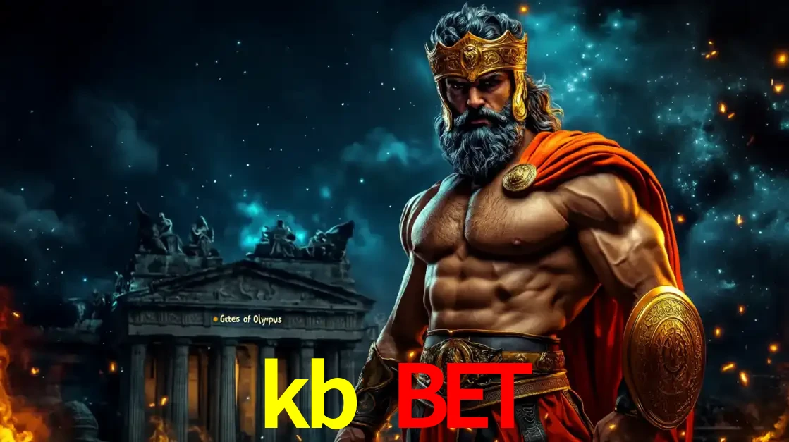 O poderoso Zeus do jogo de slot Gates of Olympus em frente ao seu templo, pronto para lançar multiplicadores divinos e prêmios épicos no cassino online kb bet.